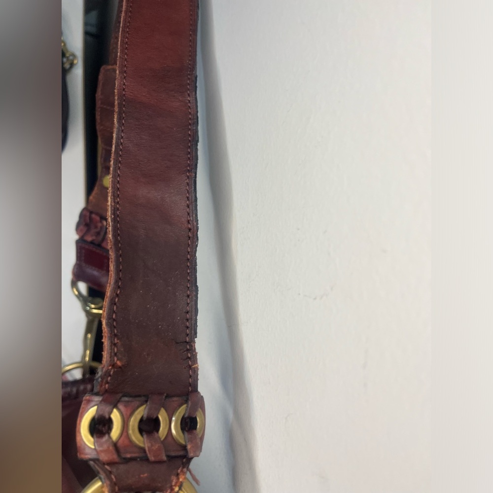 Coach Leather Shoulder Bag in Deep Burgundy with Brass Buckle - Picture 2 of 9